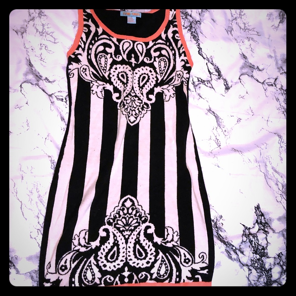 Flying Tomato Sleeveless Print Sweater Dress